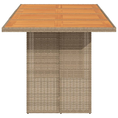 Garden Table with Acacia Wood Top Beige 190x80x74 cm Poly Rattan