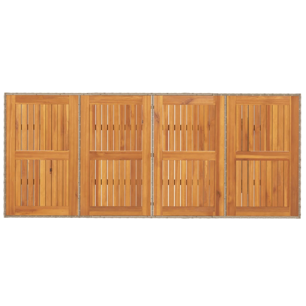 Garden Table with Acacia Wood Top Beige 190x80x74cm Poly Rattan