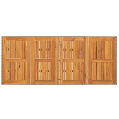 Garden Table with Acacia Wood Top Beige 190x80x74cm Poly Rattan