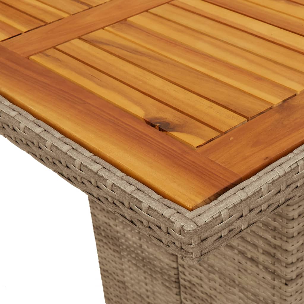 Garden Table with Acacia Wood Top Beige 190x80x74cm Poly Rattan