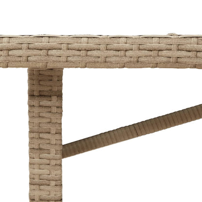 Garden Table with Acacia Wood Top Beige 190x80x74 cm Poly Rattan