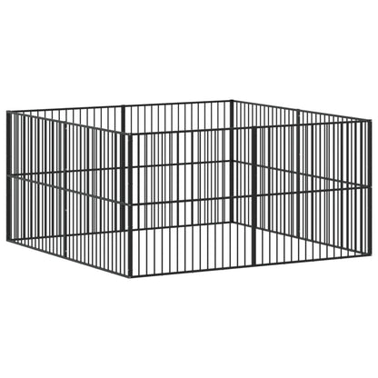 Dog Playpen 8 Panels Black Galvanised Steel