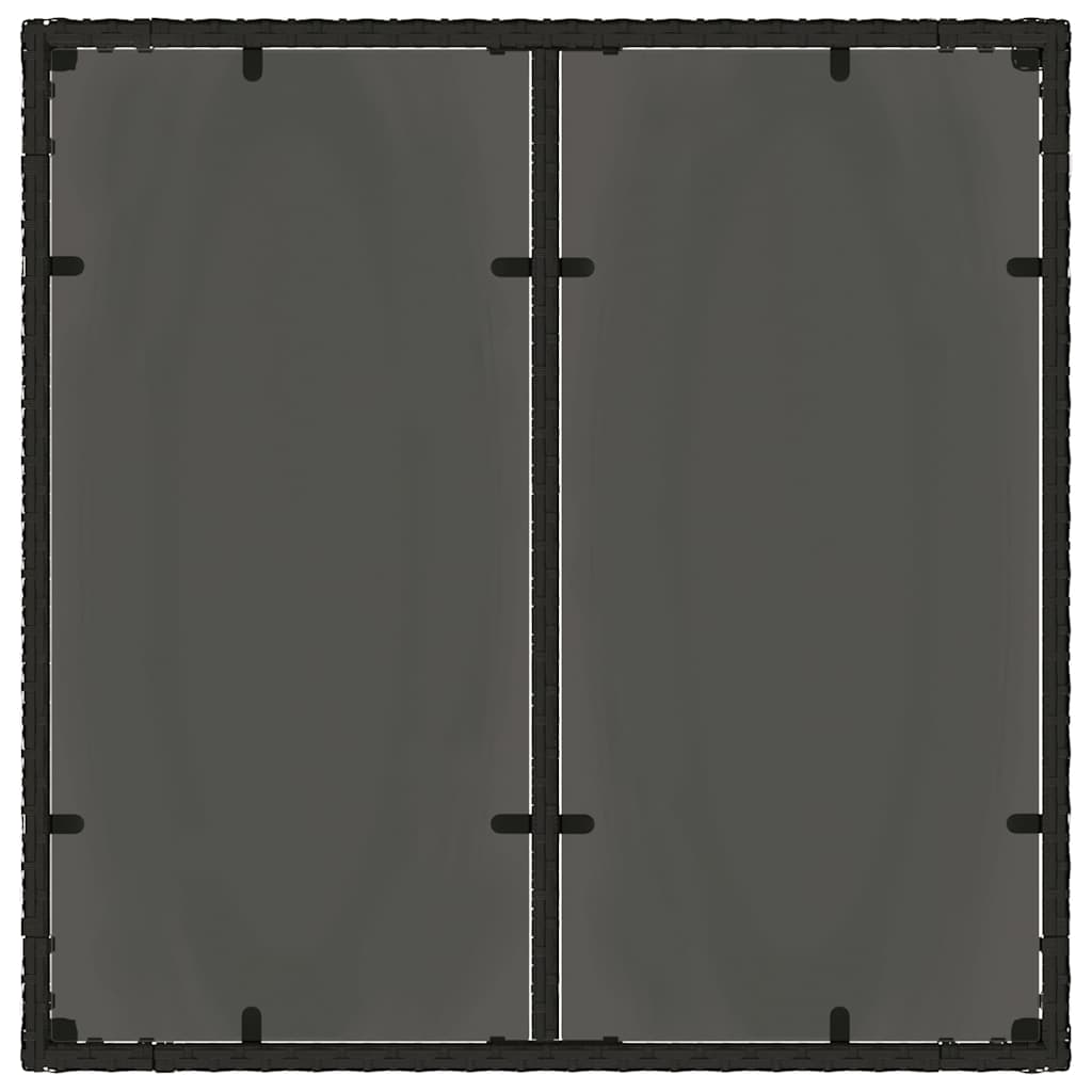Garden Table with Glass Top Black 90x90x75 cm Poly Rattan