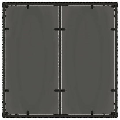 Garden Table with Glass Top Black 90x90x75 cm Poly Rattan