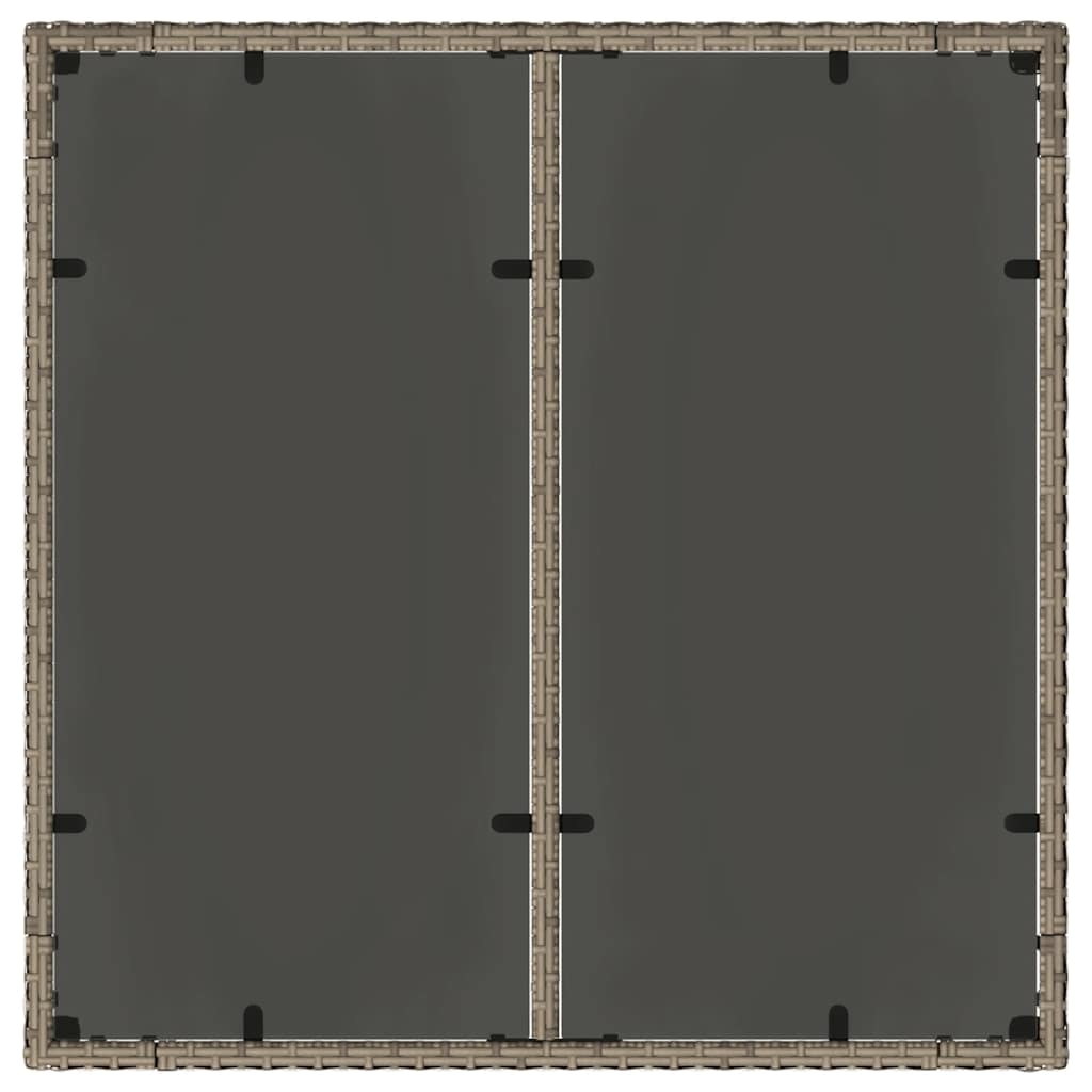 Garden Table with Glass Top Grey 90x90x75 cm Poly Rattan