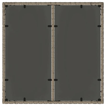Garden Table with Glass Top Grey 90x90x75 cm Poly Rattan