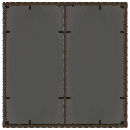 Garden Table with Glass Top Brown 90x90x75 cm Poly Rattan