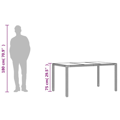 Garden Table with Glass Top Grey 150x90x75 cm Poly Rattan