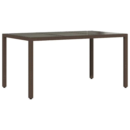 Garden Table with Glass Top Brown 150x90x75 cm Poly Rattan