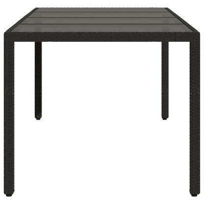 Garden Table with Glass Top Black 190x90x75 cm Poly Rattan