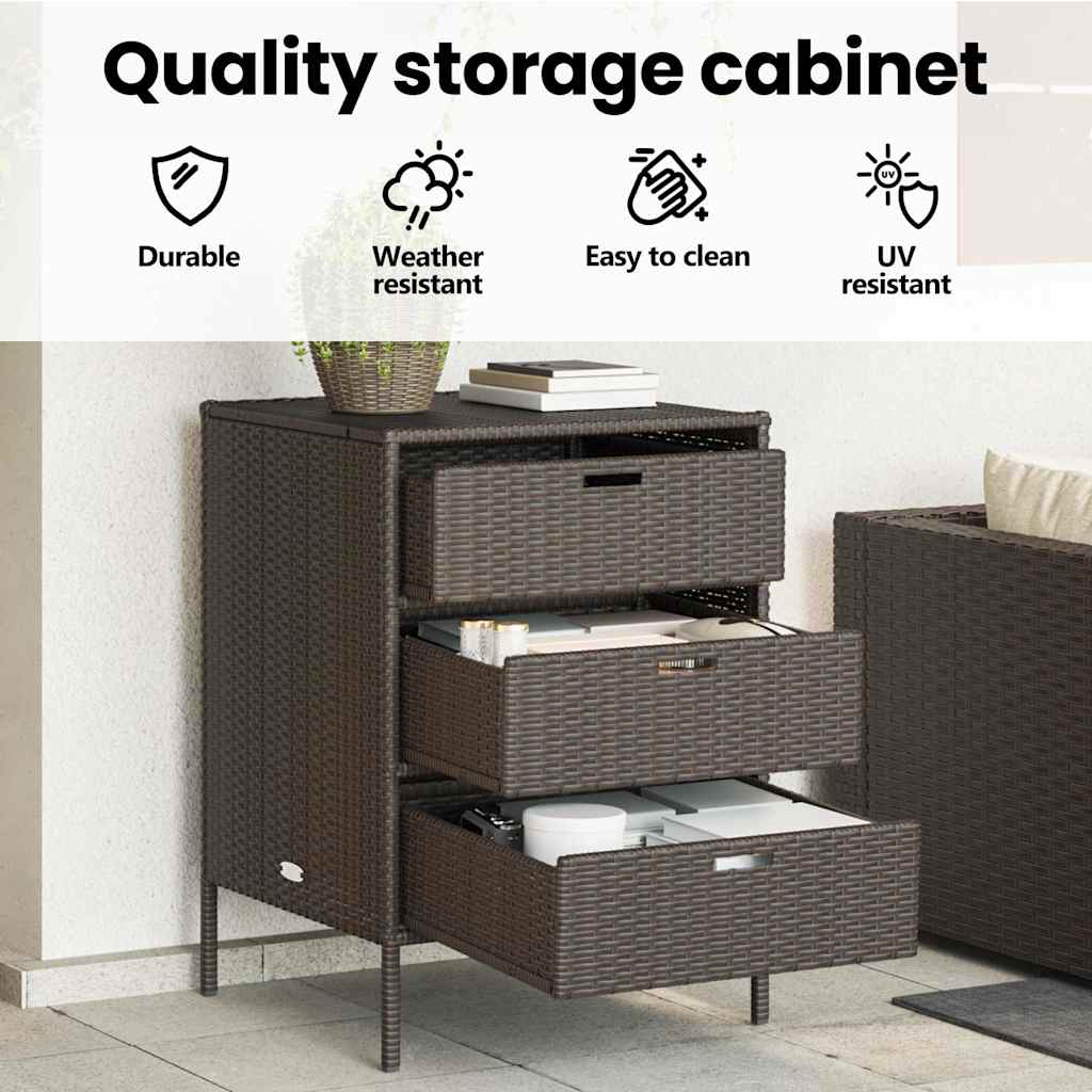 Garden Storage Cabinet Brown 55x59x80 cm Poly Rattan