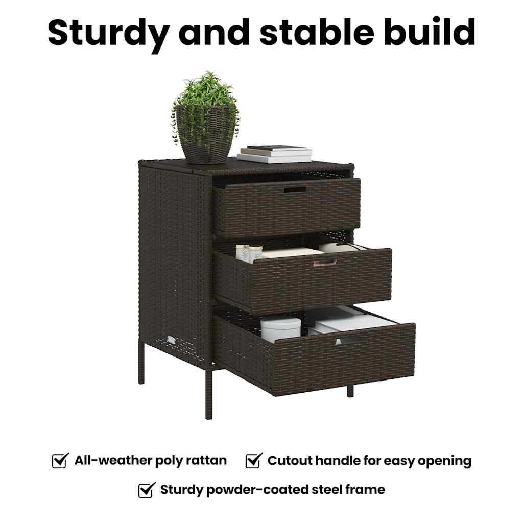 Garden Storage Cabinet Brown 55x59x80 cm Poly Rattan