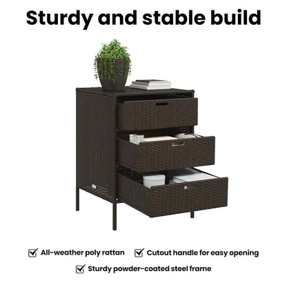 Garden Storage Cabinet Brown 55x59x80 cm Poly Rattan
