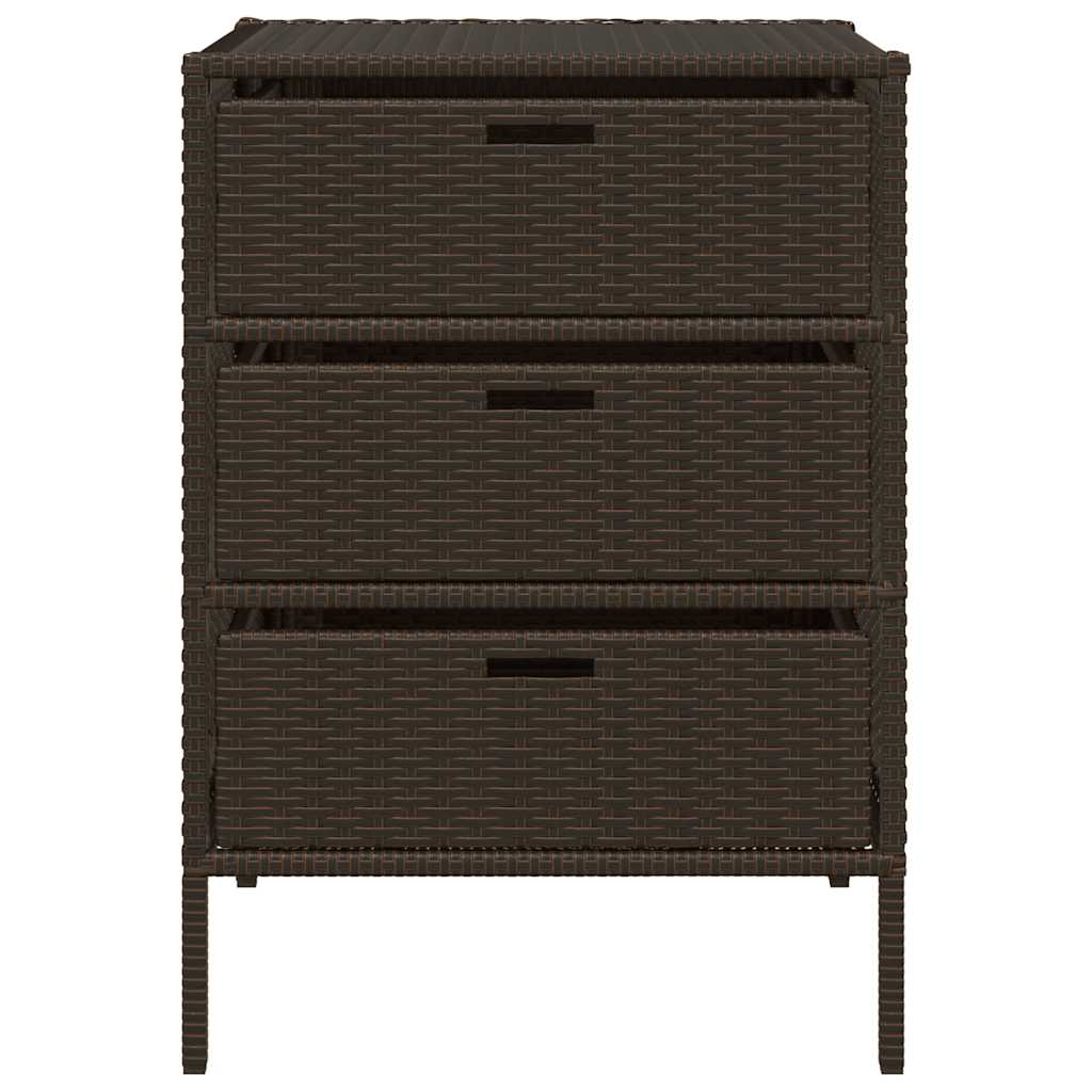 Garden Storage Cabinet Brown 55x59x80 cm Poly Rattan