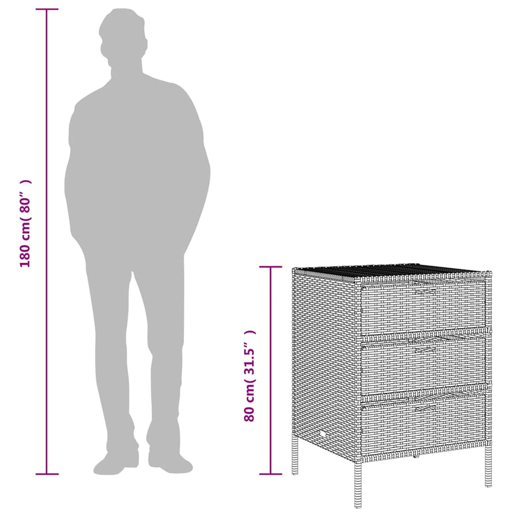 Garden Storage Cabinet Brown 55x59x80 cm Poly Rattan
