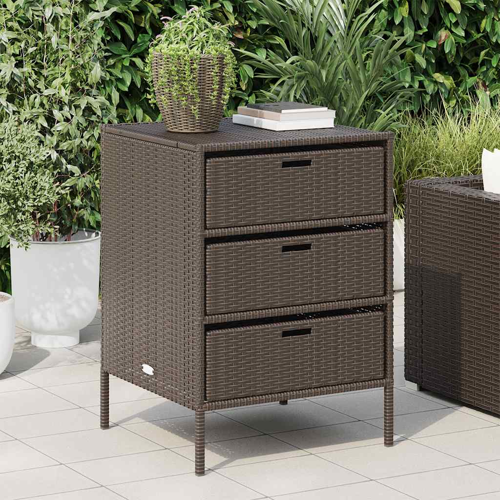 Garden Storage Cabinet Brown 55x59x80 cm Poly Rattan