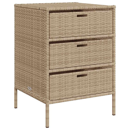 Garden Storage Cabinet Beige 55x59x80 cm Poly Rattan