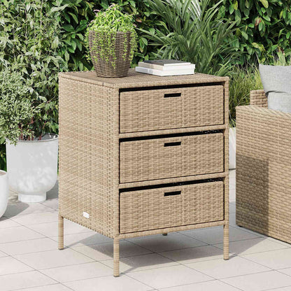 Garden Storage Cabinet Beige 55x59x80 cm Poly Rattan