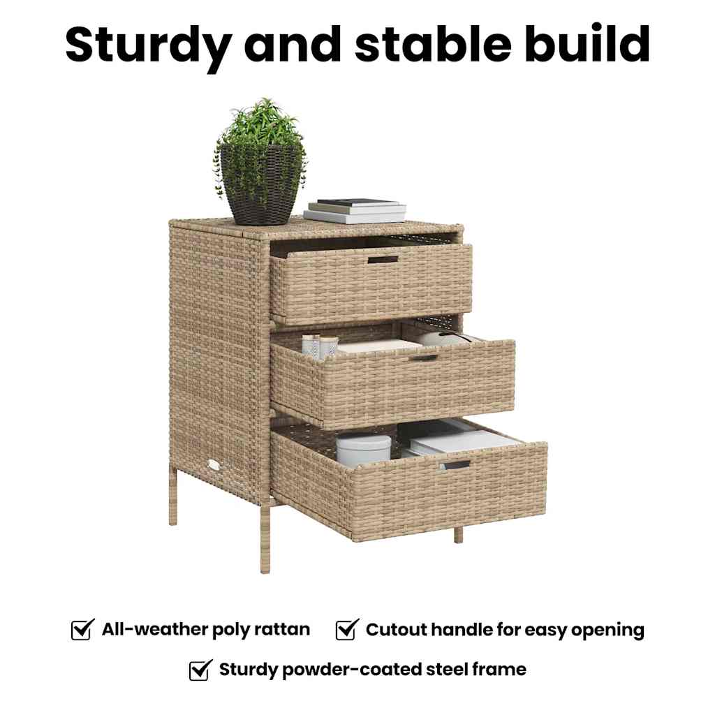 Garden Storage Cabinet Beige 55x59x80 cm Poly Rattan
