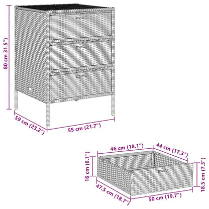 Garden Storage Cabinet Beige 55x59x80 cm Poly Rattan