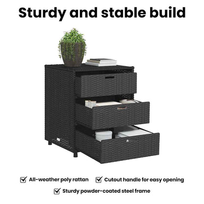 Garden Storage Cabinet Black 55x59x69 cm Poly Rattan