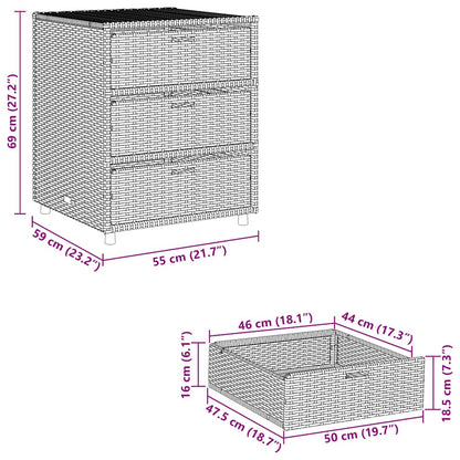 Garden Storage Cabinet Black 55x59x69 cm Poly Rattan