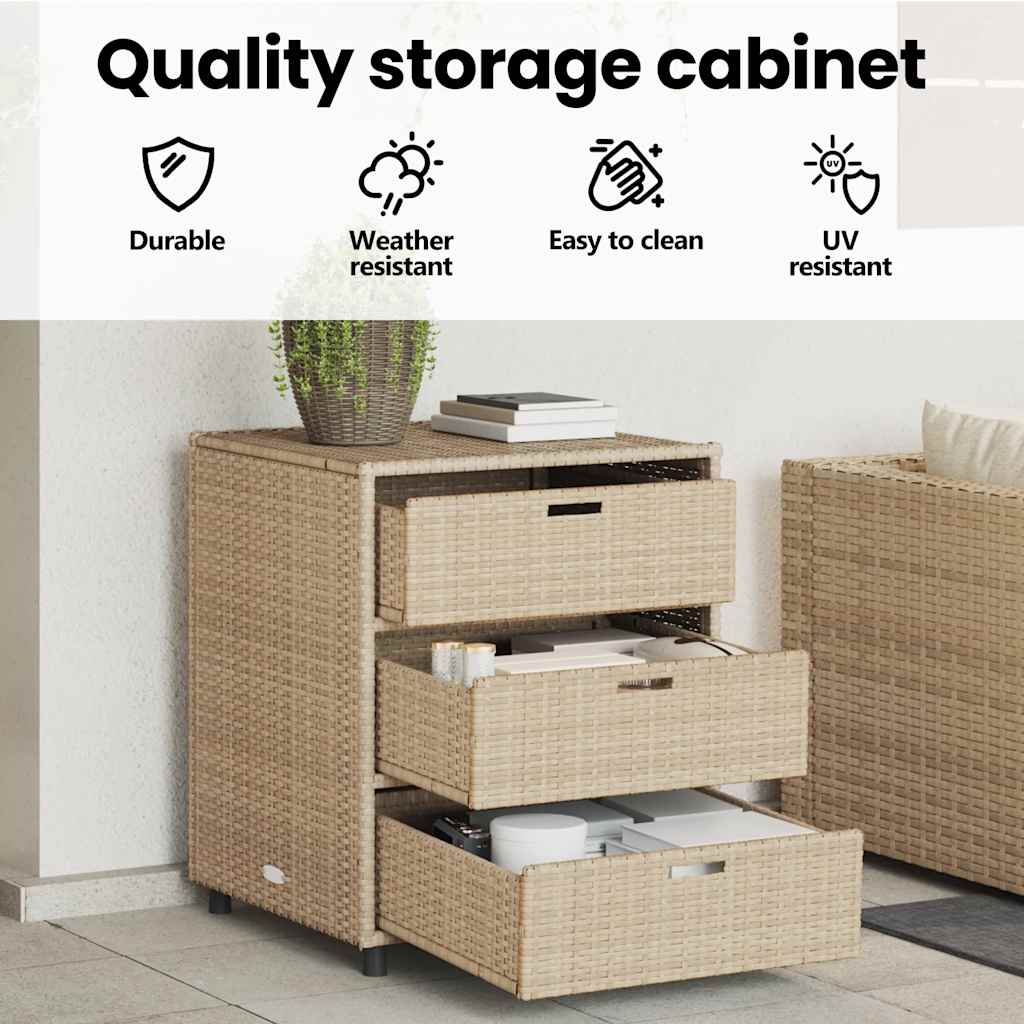 Garden Storage Cabinet Beige 55x59x69 cm Poly Rattan