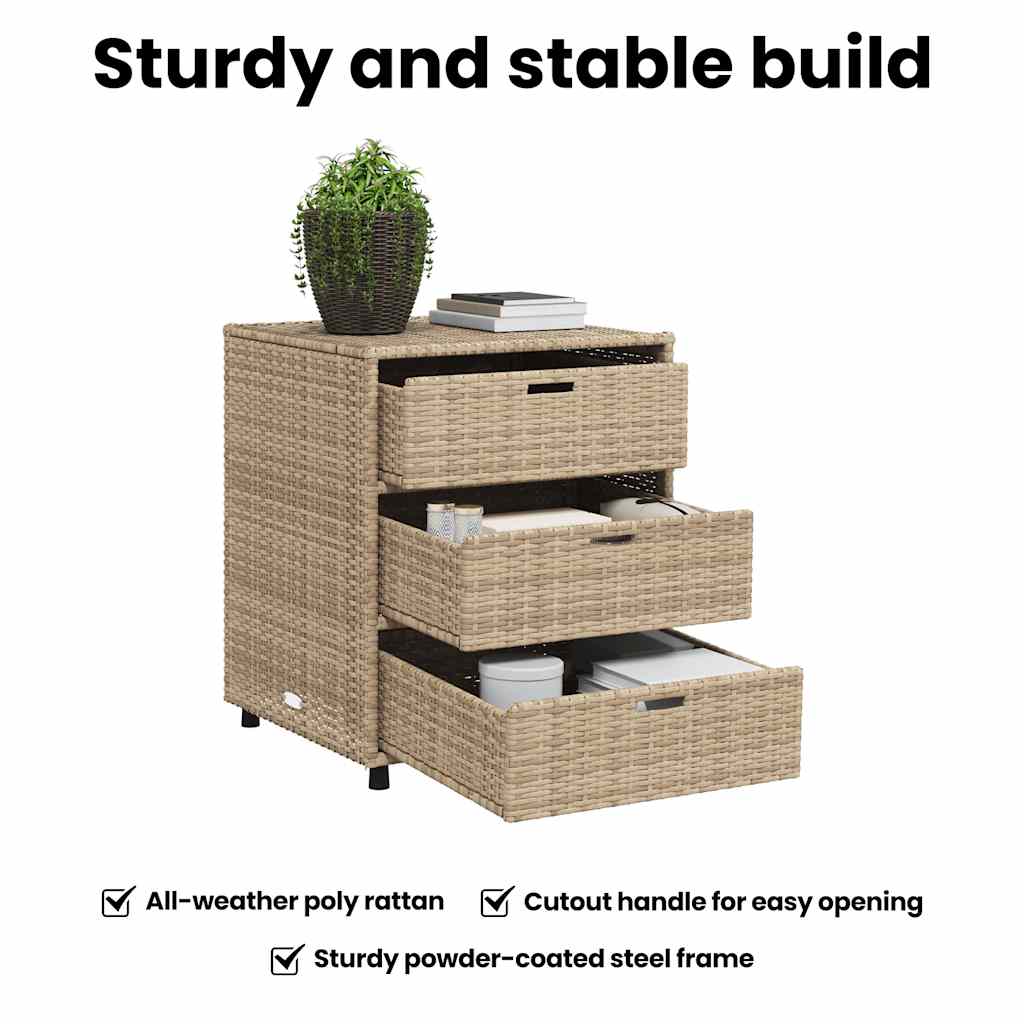Garden Storage Cabinet Beige 55x59x69 cm Poly Rattan