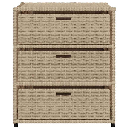 Garden Storage Cabinet Beige 55x59x69 cm Poly Rattan