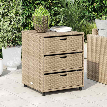 Garden Storage Cabinet Beige 55x59x69 cm Poly Rattan