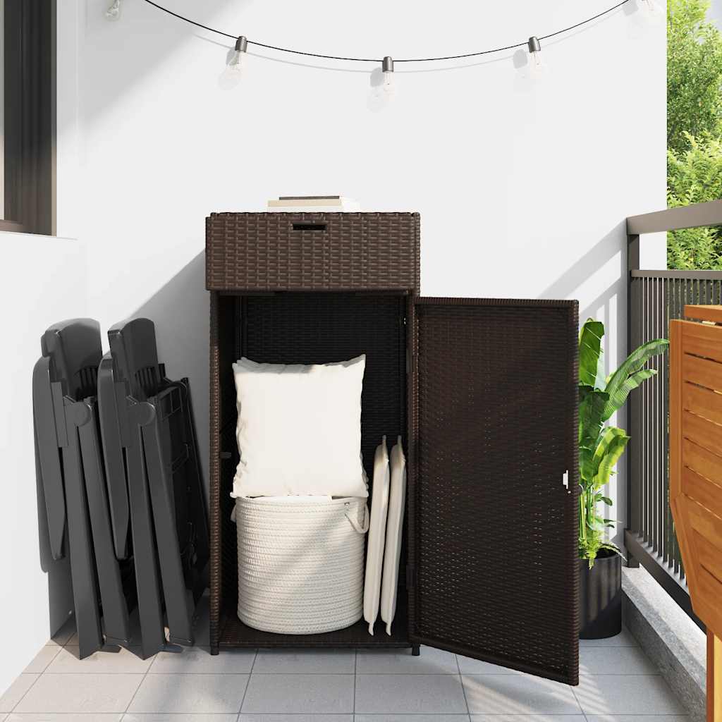 Garden Storage Cabinet Brown 55x55x111 cm Poly Rattan
