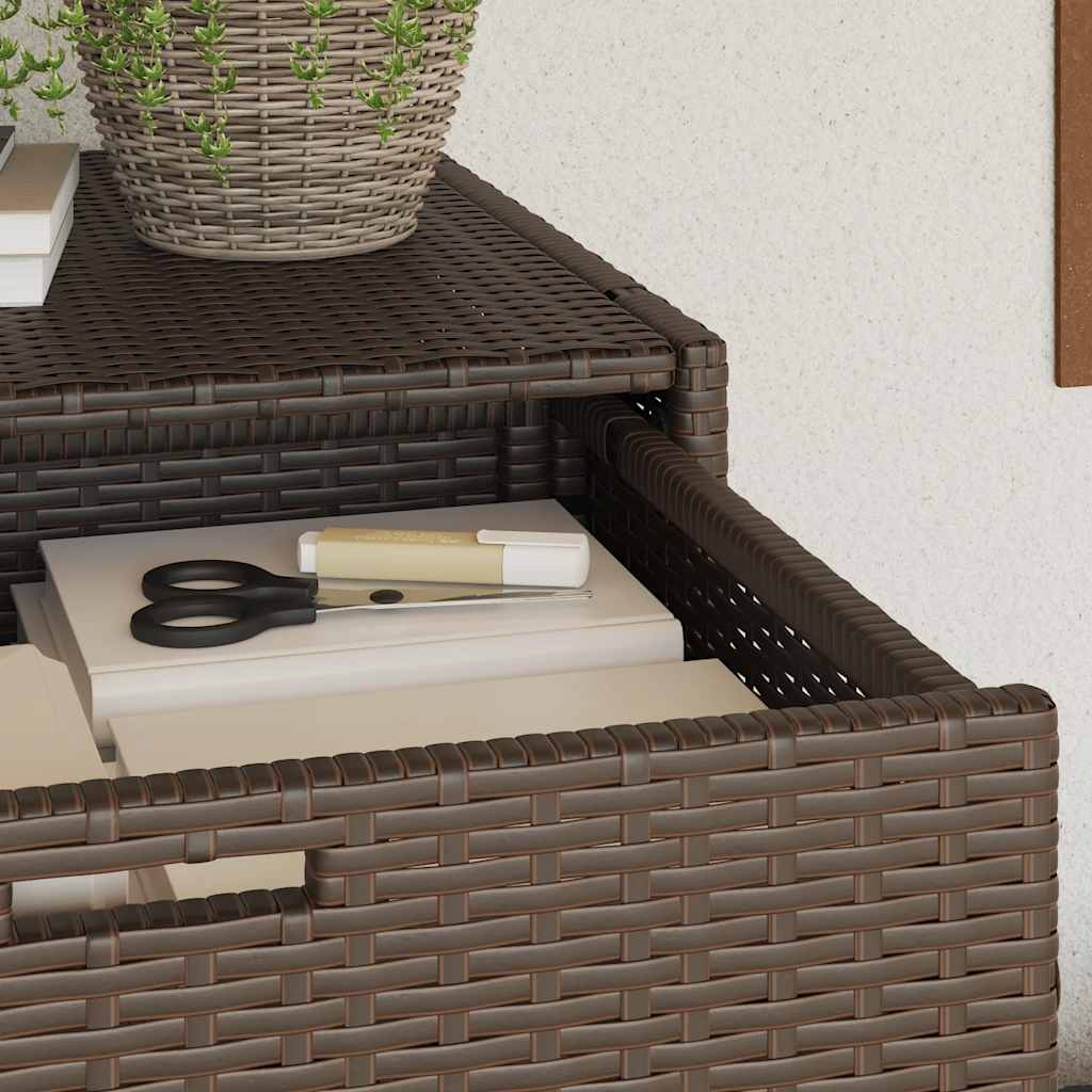 Garden Storage Cabinet Brown 55x55x111 cm Poly Rattan