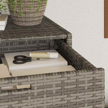 Garden Storage Cabinet Grey 55x55x111 cm Poly Rattan