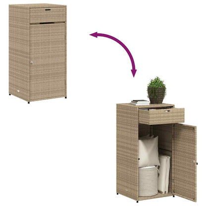 Garden Storage Cabinet Beige 55x55x111 cm Poly Rattan