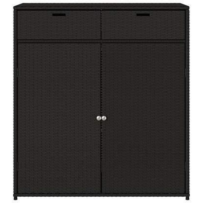 Garden Storage Cabinet Black 105x55x113 cm Poly Rattan