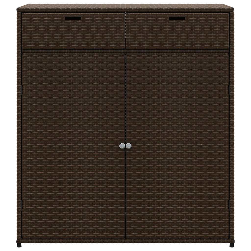 Garden Storage Cabinet Brown 105x55x113 cm Poly Rattan