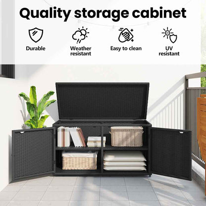 Garden Storage Cabinet Black 110x55x60,5 cm Poly Rattan
