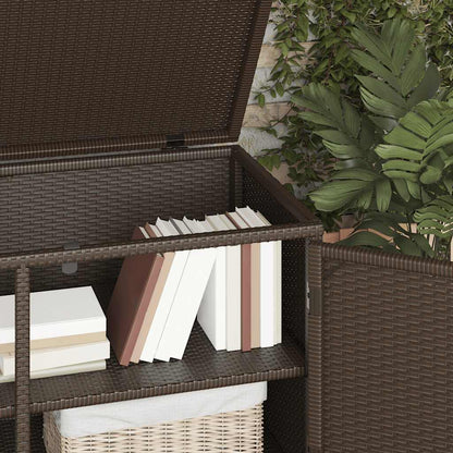 Garden Storage Cabinet Brown 110x55x60.5 cm Poly Rattan