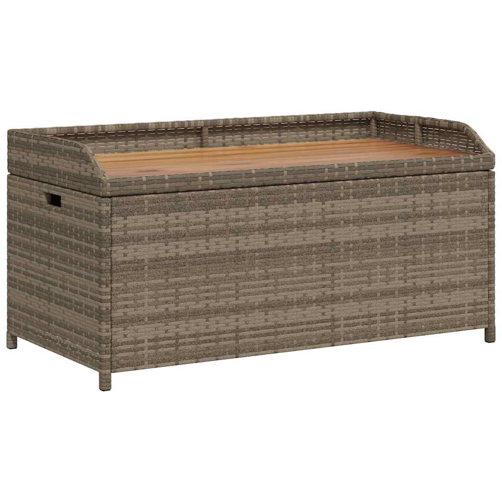 Storage Bench Grey 100x50x52 cm Poly Rattan and Acacia Wood