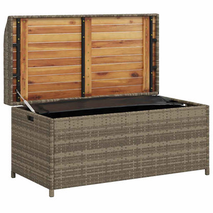 Storage Bench Grey 100x50x52 cm Poly Rattan and Acacia Wood