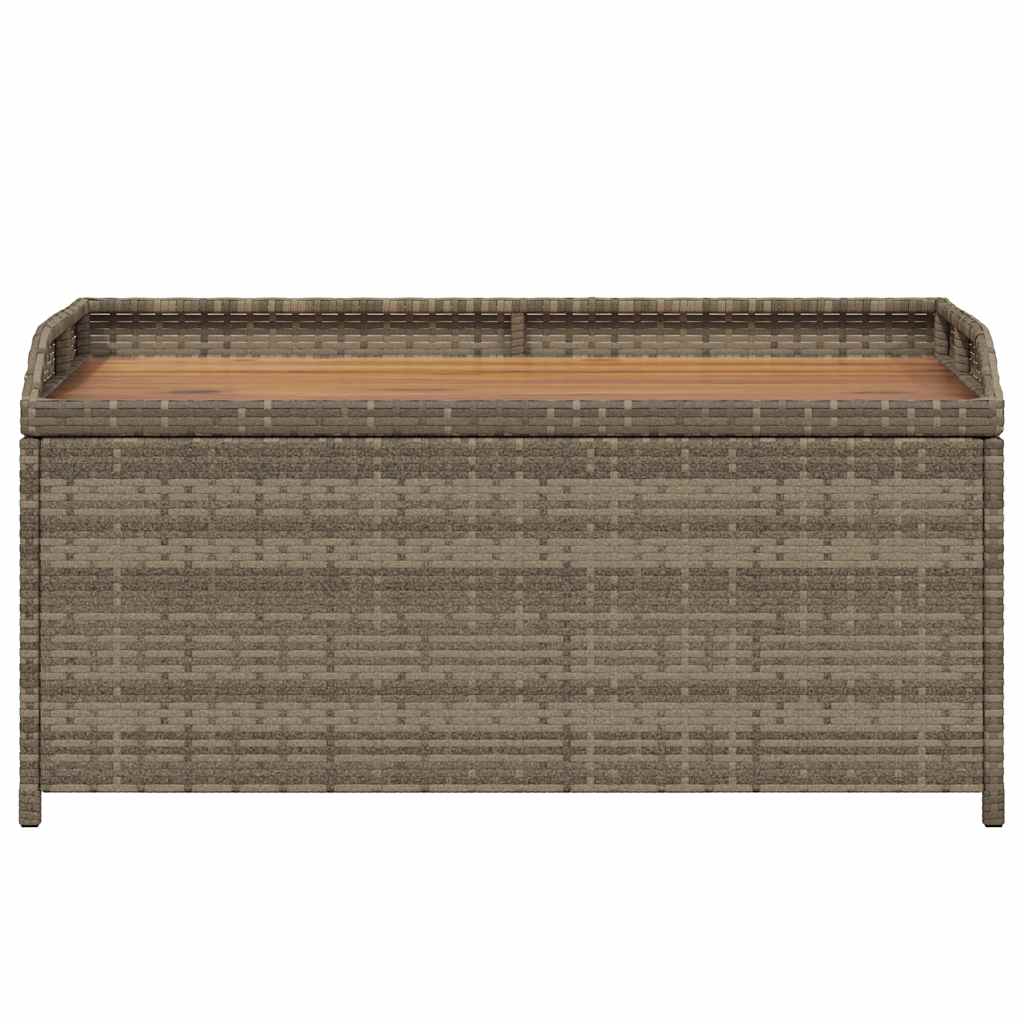 Storage Bench Grey 100x50x52 cm Poly Rattan and Acacia Wood