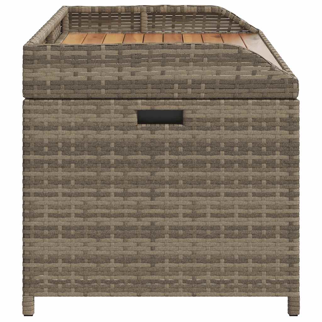 Storage Bench Grey 100x50x52 cm Poly Rattan and Acacia Wood