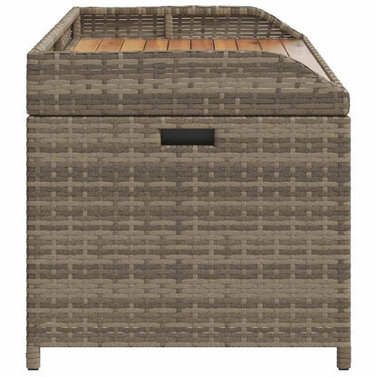 Storage Bench Grey 100x50x52 cm Poly Rattan and Acacia Wood