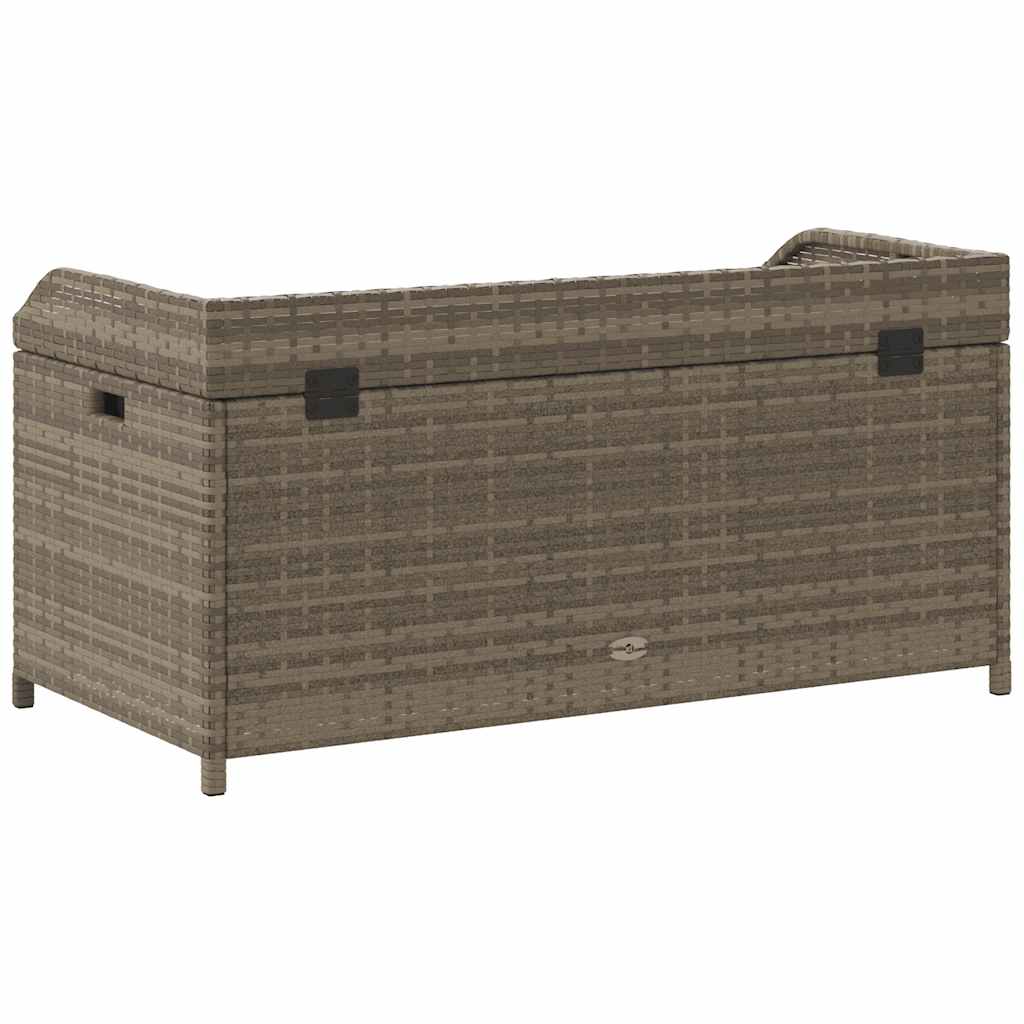 Storage Bench Grey 100x50x52 cm Poly Rattan and Acacia Wood
