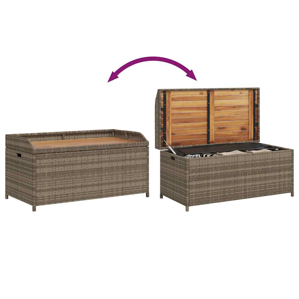 Storage Bench Grey 100x50x52 cm Poly Rattan and Acacia Wood
