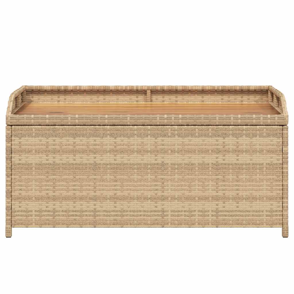 Storage Bench Mix Beige 100x50x52 cm Poly Rattan and Acacia Wood