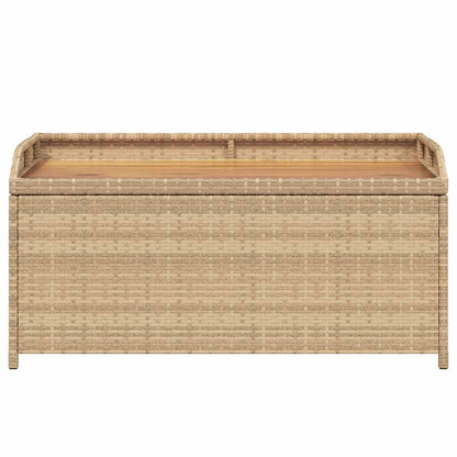 Storage Bench Mix Beige 100x50x52 cm Poly Rattan and Acacia Wood