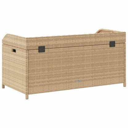 Storage Bench Mix Beige 100x50x52 cm Poly Rattan and Acacia Wood