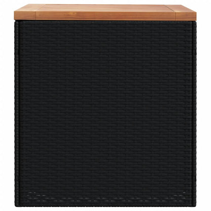 Garden Storage Box Black 110x50x54 cm Poly Rattan Acacia Wood