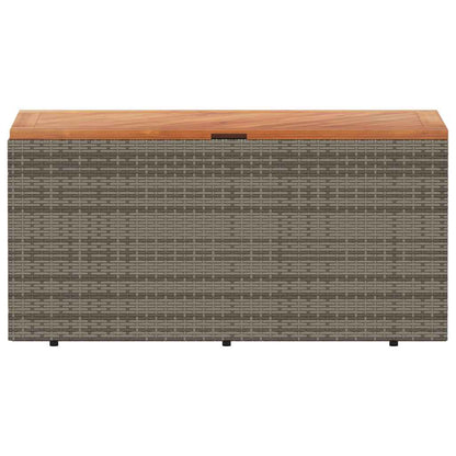 Garden Storage Box Grey 110x50x54 cm Poly Rattan Acacia Wood
